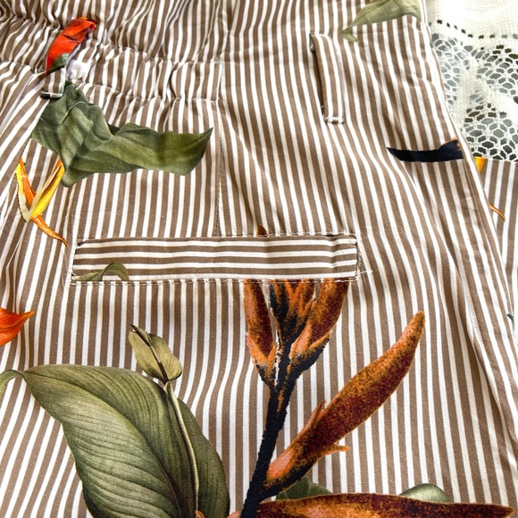 Zara Brown Striped Floral Pants - Picture 8 of 10